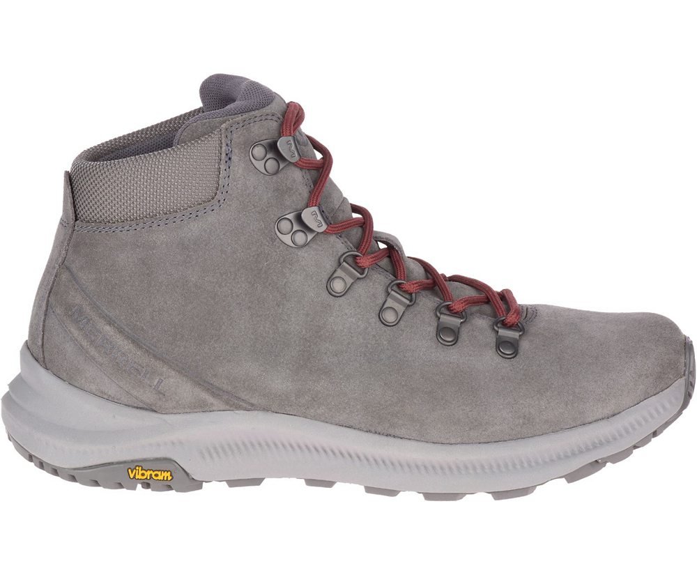 Merrell Hiking Boots Grey - Ontario Suede Mid - Mens 80UFYHDAE
